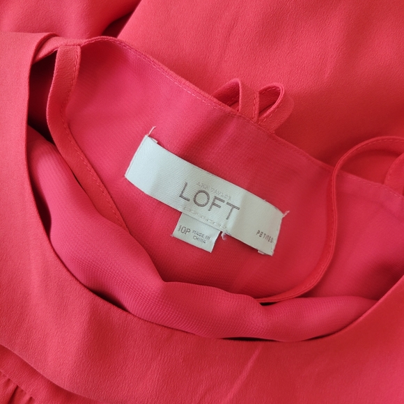 LOFT Petites Multi Tiered Strappy Maxi Dress 10P Like New Flowy Coral Lobster - Picture 13 of 14
